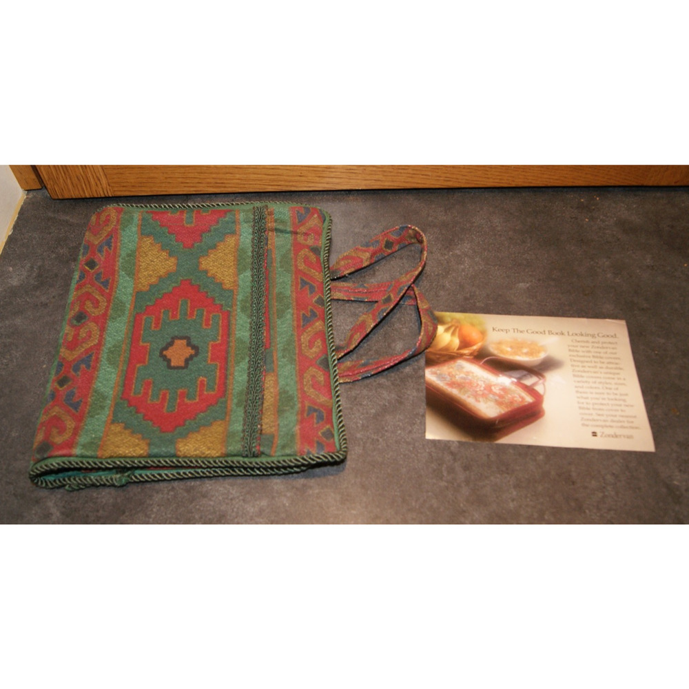 VTG Y2K Tapestry Bible Cover With Handles Aztec Southwest Carrying Case Pockets
